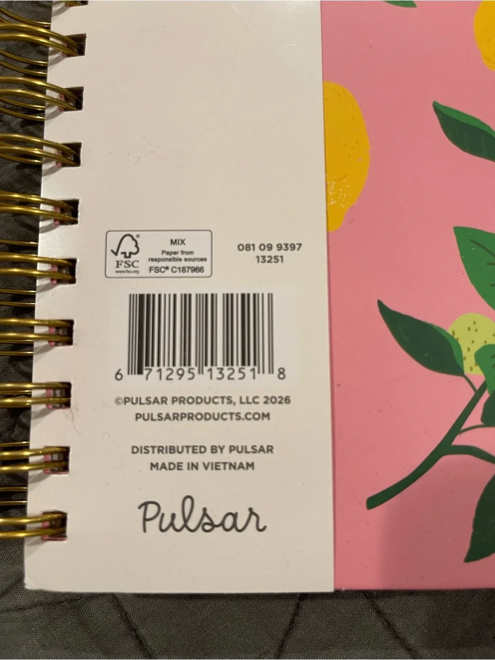 Pulsar 2026-2027 Weekly Planner Pink/Lemon Design New
